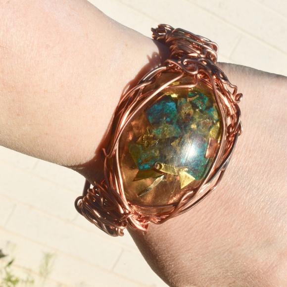 Eilat Stone Brass Copper Herkimer Diamond Bracelet - Picture 5 of 8